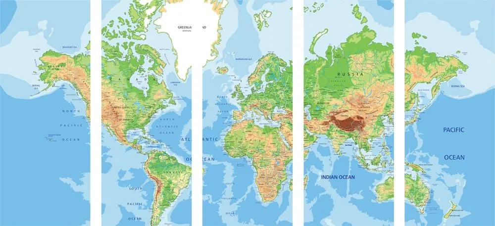 Κλασικός παγκόσμιος χάρτης εικόνας 5 μερών - 100x50