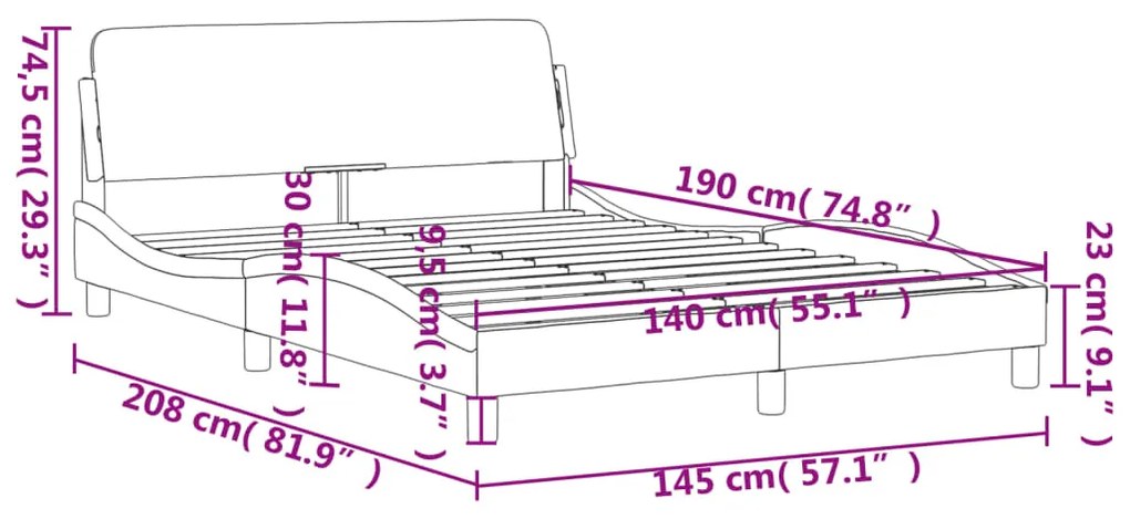 Σκελετός Κρεβατιού Χωρίς Στρώμα Κρεμ 140x190 εκ. Υφασμάτινο - Κρεμ