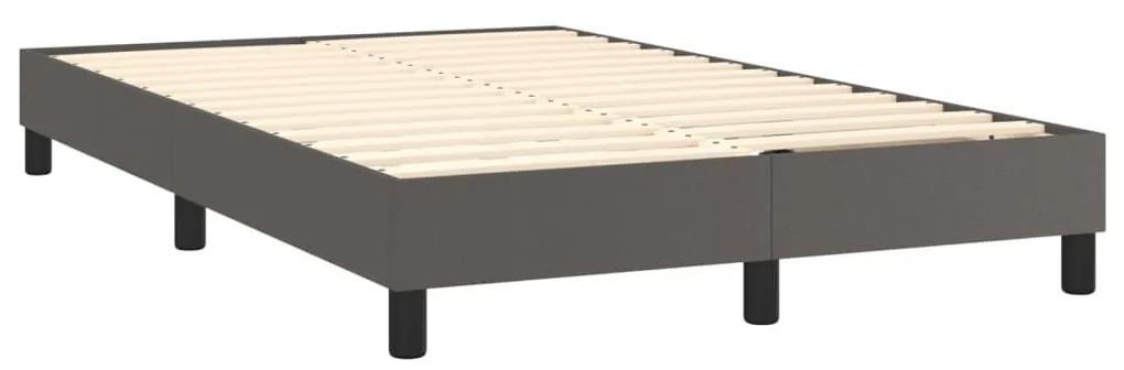 Κρεβάτι Boxspring με Στρώμα Γκρι 120x200εκ. από Συνθετικό Δέρμα - Γκρι