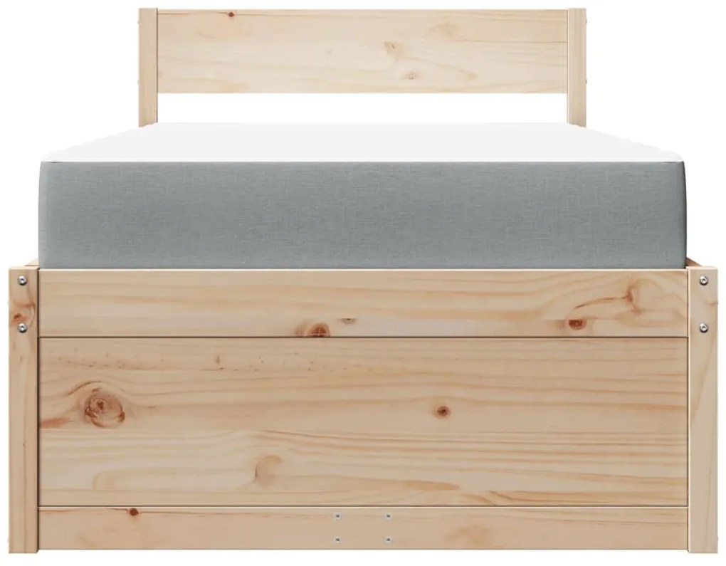vidaXL Κρεβάτι με Συρτάρια και Στρώμα 100x200 εκ. Μασίφ Ξύλο Πεύκου