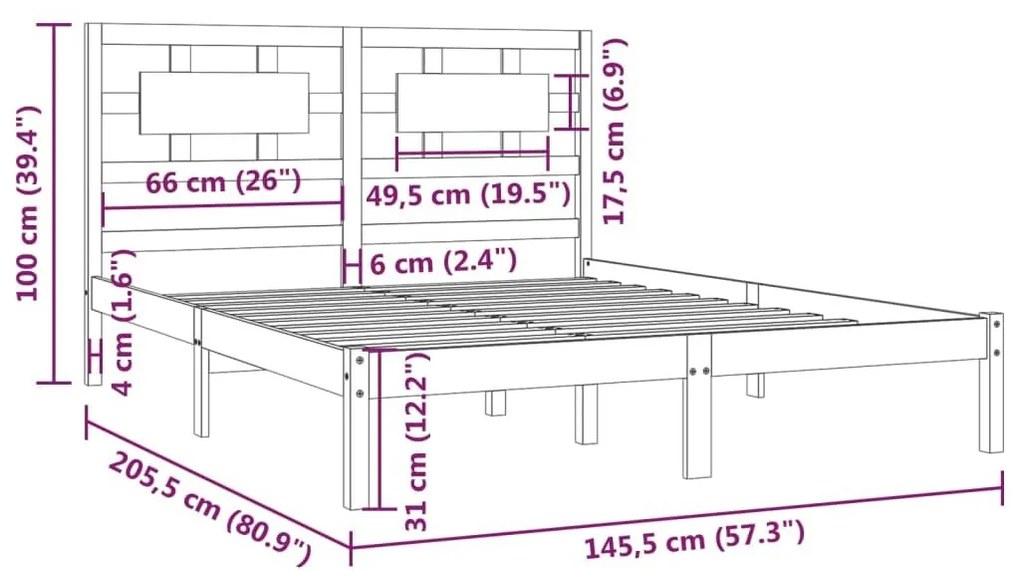 Σκελετός Κρεβ. Χωρίς Στρώμα Λευκό 140x200 εκ Μασίφ Πεύκο - Λευκό