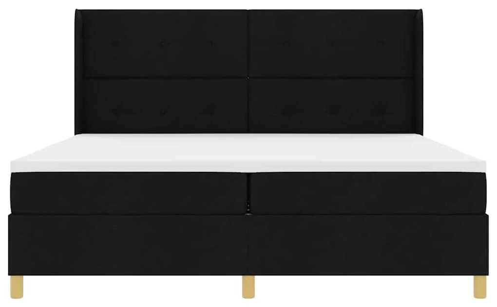 vidaXL Κρεβάτι με ελατήριο με στρώμα Μαύρο 200 x 200 cm ύφασμα