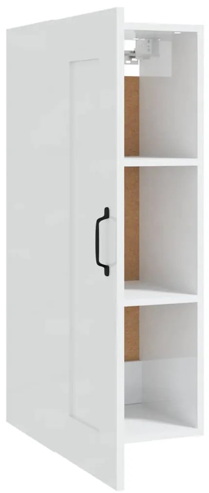 vidaXL Ντουλάπι Κρεμαστό Γυαλ. Λευκό 35x34x90 εκ. Επεξεργασμένο Ξύλο