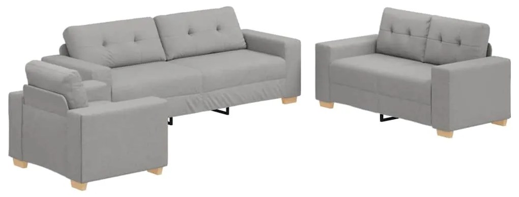 vidaXL Σετ Καναπέ με μαξιλάρι με μαξιλάρι 3 pcs Γκρι ύφασμα