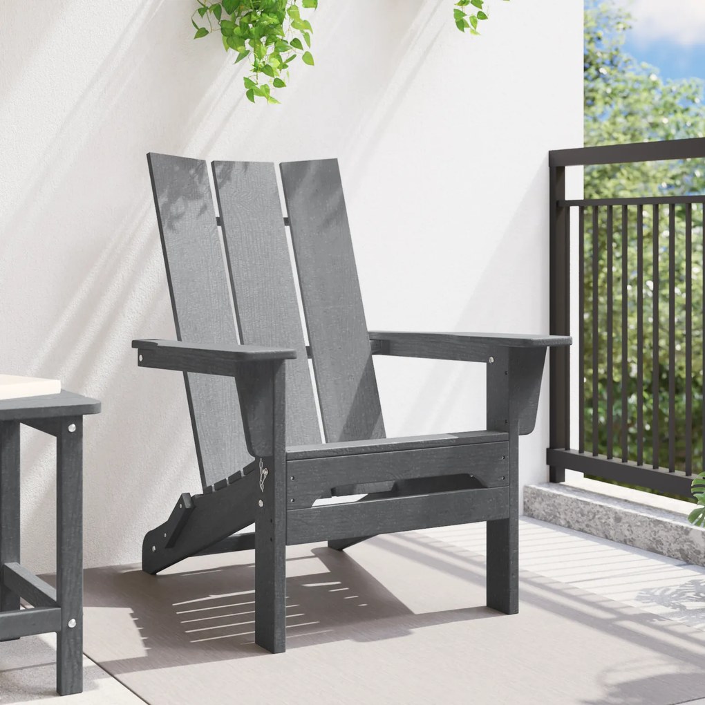 vidaXL Αναδιπλούμενη Καρέκλα Adirondack Ανοιχτό γκρι 74,5x80,5x90 εκ HDPE