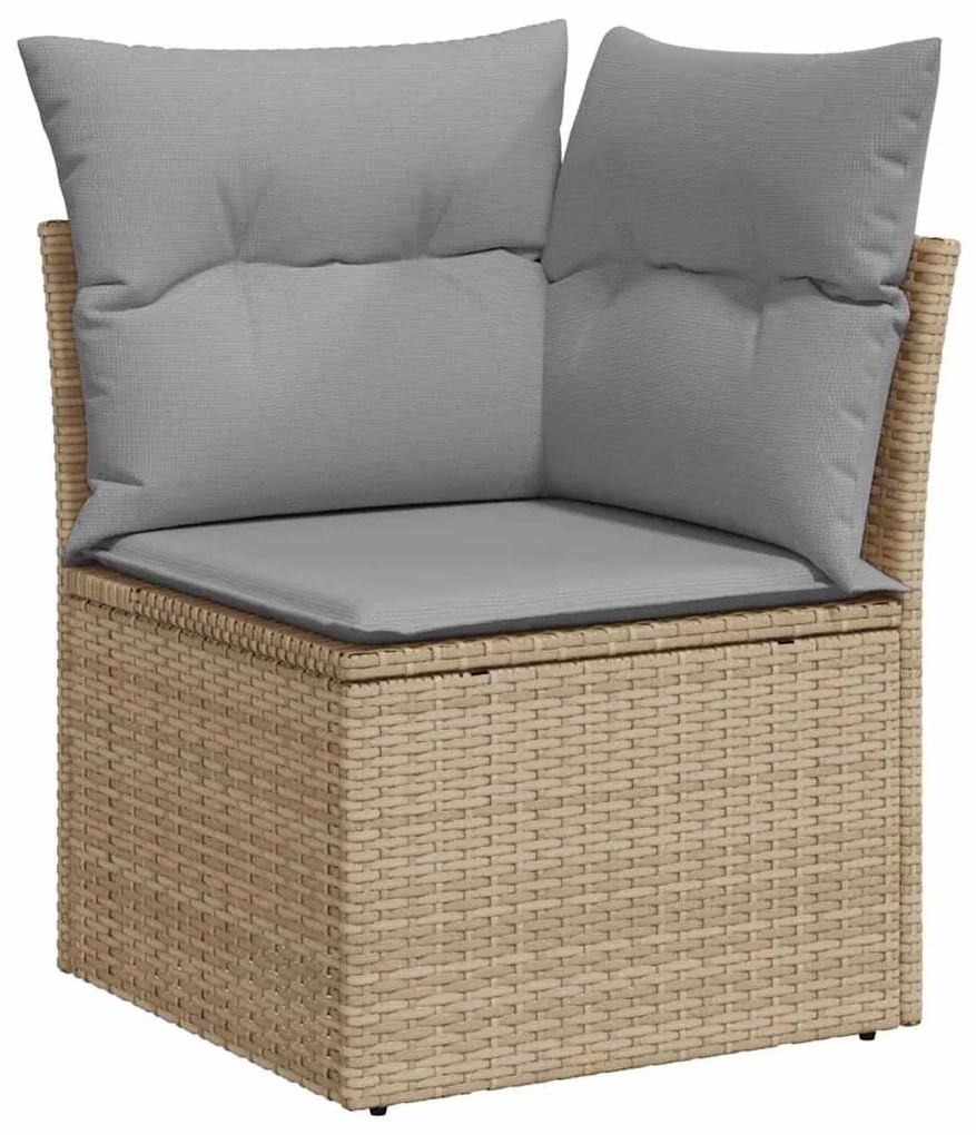 vidaXL Set κήπου 11 τεμαχίων με μπεζ μαξιλάρια, φτιαγμένο από πολυ-ράτταν ακακίας.