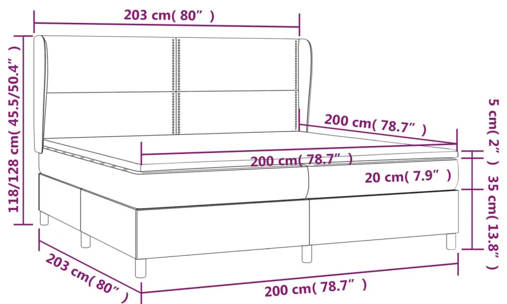 vidaXL Κρεβάτι Boxspring με Στρώμα Κρεμ 200x200 εκ. Υφασμάτινο