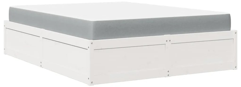 vidaXL Κρεβάτι με Στρώμα Λευκό 160x200 εκ Μασίφ Ξύλο Πεύκου