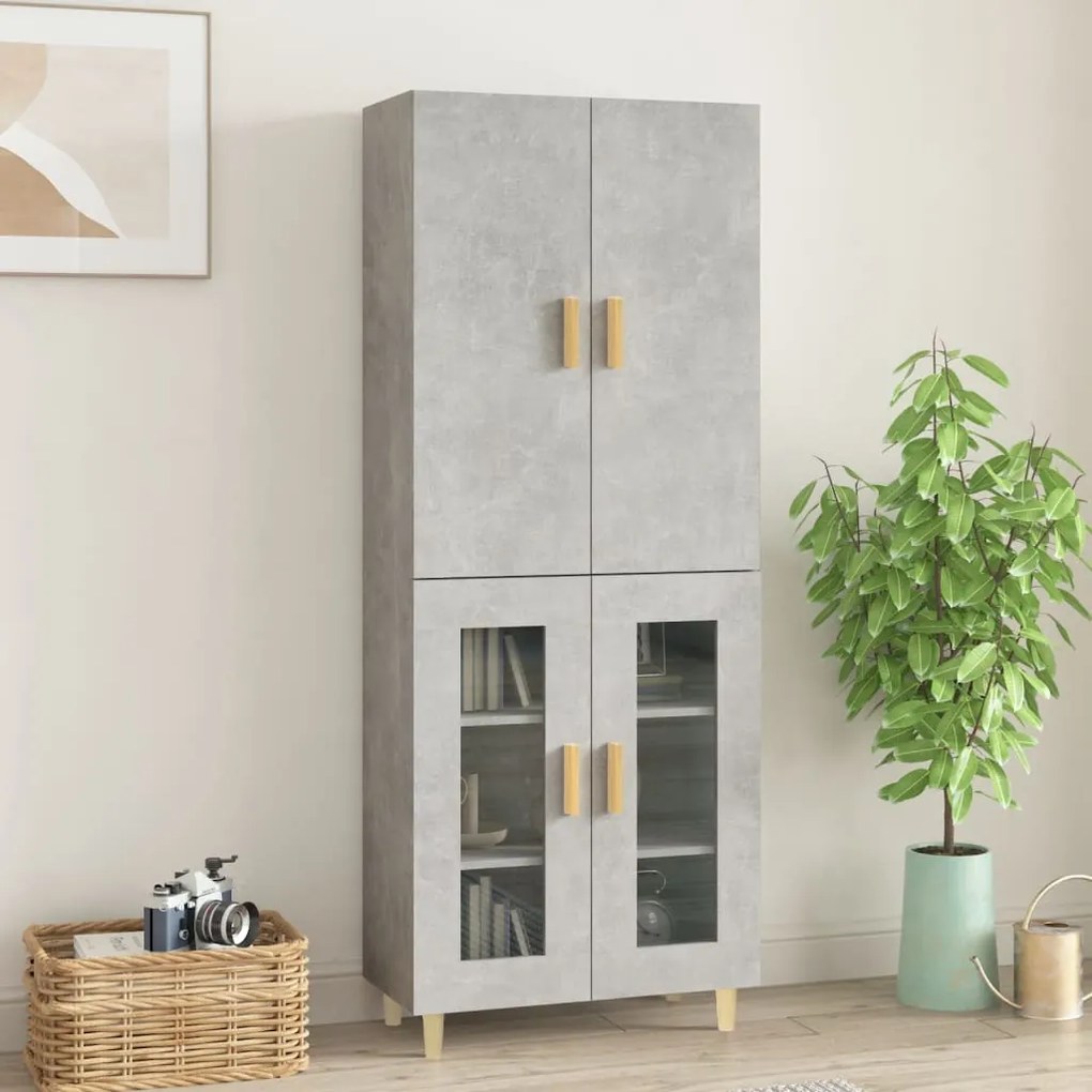 vidaXL Ντουλάπι Γκρι Σκυροδέματος 69,5x34x180 εκ. Επεξεργασμένο Ξύλο