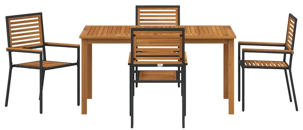 vidaXL Σέτ φαγητού για κήπο 5 pcs Μαύρο Στερεό Ξύλο Ακακίας