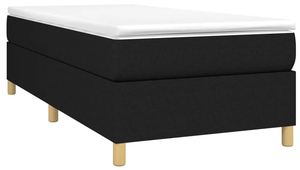 Κρεβάτι Boxspring με Στρώμα Μαύρο 90x200 εκ. Υφασμάτινο - Μαύρο