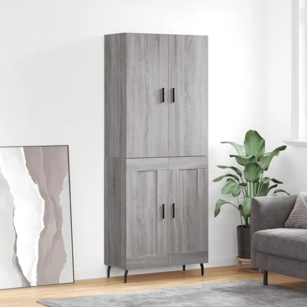 vidaXL Ντουλάπι Γκρι Sonoma 69,5 x 34 x 180 εκ. Επεξεργασμένο Ξύλο