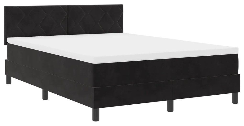 vidaXL κρεβάτι box spring με στρώμα Μαύρο 140x200 εκ. Βελούδο