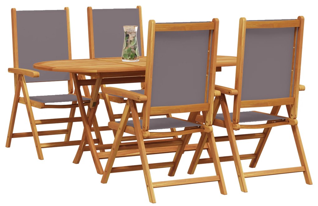 vidaXL Σετ Γευμάτων Κήπου 5 pcs Ανθρακί 4-θέσιο Ξύλο, Υφάσμα