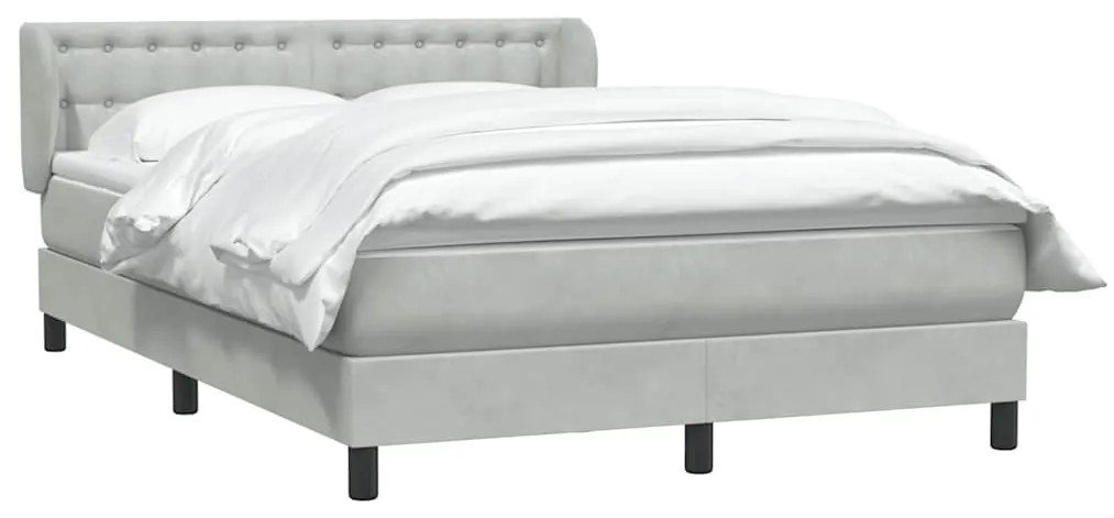 vidaXL Κρεβάτι Boxspring με Στρώμα Ανοιχτό Γκρι 160x220 εκ. Βελούδινο