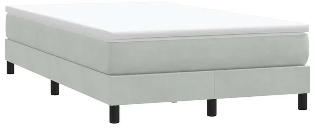 vidaXL Κρεβάτι Boxspring με Στρώμα Ανοιχτό Γκρι 120x210 εκ. Βελούδινο