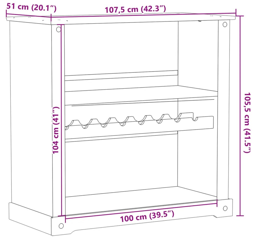 ΚΑΒΑ ΚΡΑΣΙΩΝ CORONA 107,5X51X105,5 ΕΚ. ΑΠΟ ΜΑΣΙΦ ΞΥΛΟ ΠΕΥΚΟΥ 4002790