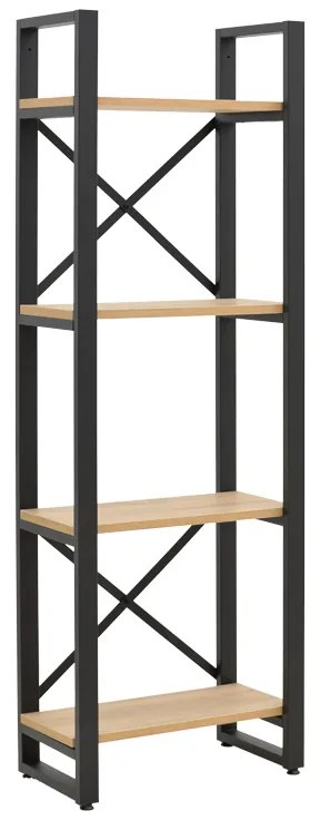 Βιβλιοθήκη Crimson pakoworld σε oak-μαύρη απόχρωση 50x22x150εκ