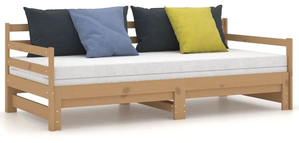 vidaXL Καναπές Κρεβάτι Καφέ Μελί 2 x (90 x 200) εκ. Μασίφ Ξύλο Πεύκου