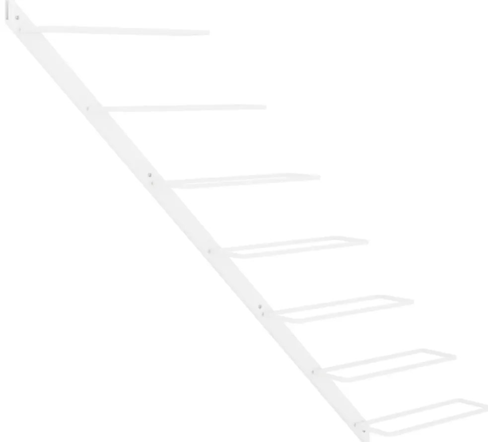 vidaXL Ραφιέρα Κρασιών Τοίχου για 7 Φιάλες Λευκή Μεταλλική