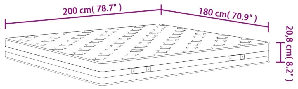 Στρώμα με Bonnell Springs Μεσαία Σκληρότητα 180 x 200 εκ. - Λευκό