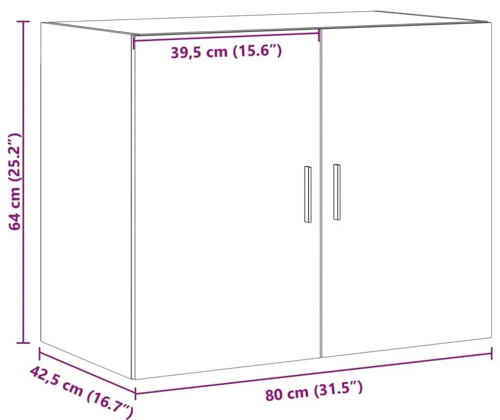 Ντουλάπι Τοίχου Sonoma Δρυς 80x42,5x64 εκ. Επεξεργασμένο Ξύλο - Καφέ