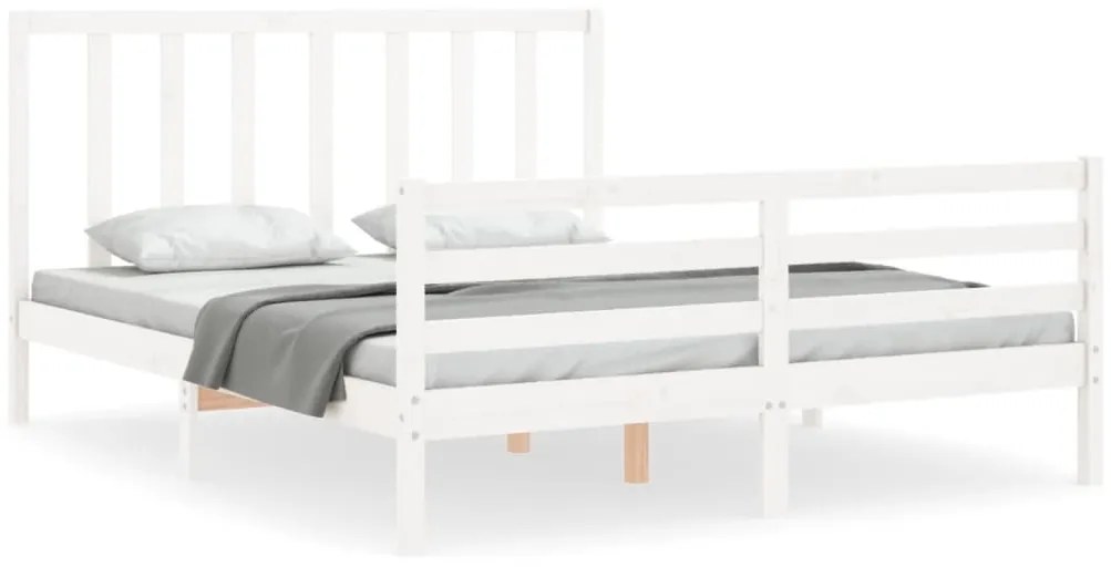 vidaXL Σκελετός Κρεβ. Χωρίς Στρώμα Λευκό 160x200 εκ Μασίφ Πεύκο