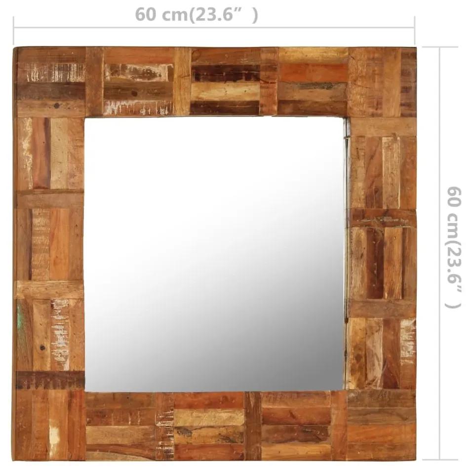 Καθρέφτης Τοίχου 60 x 60 εκ. από Μασίφ Ανακυκλωμένο Ξύλο - Καφέ