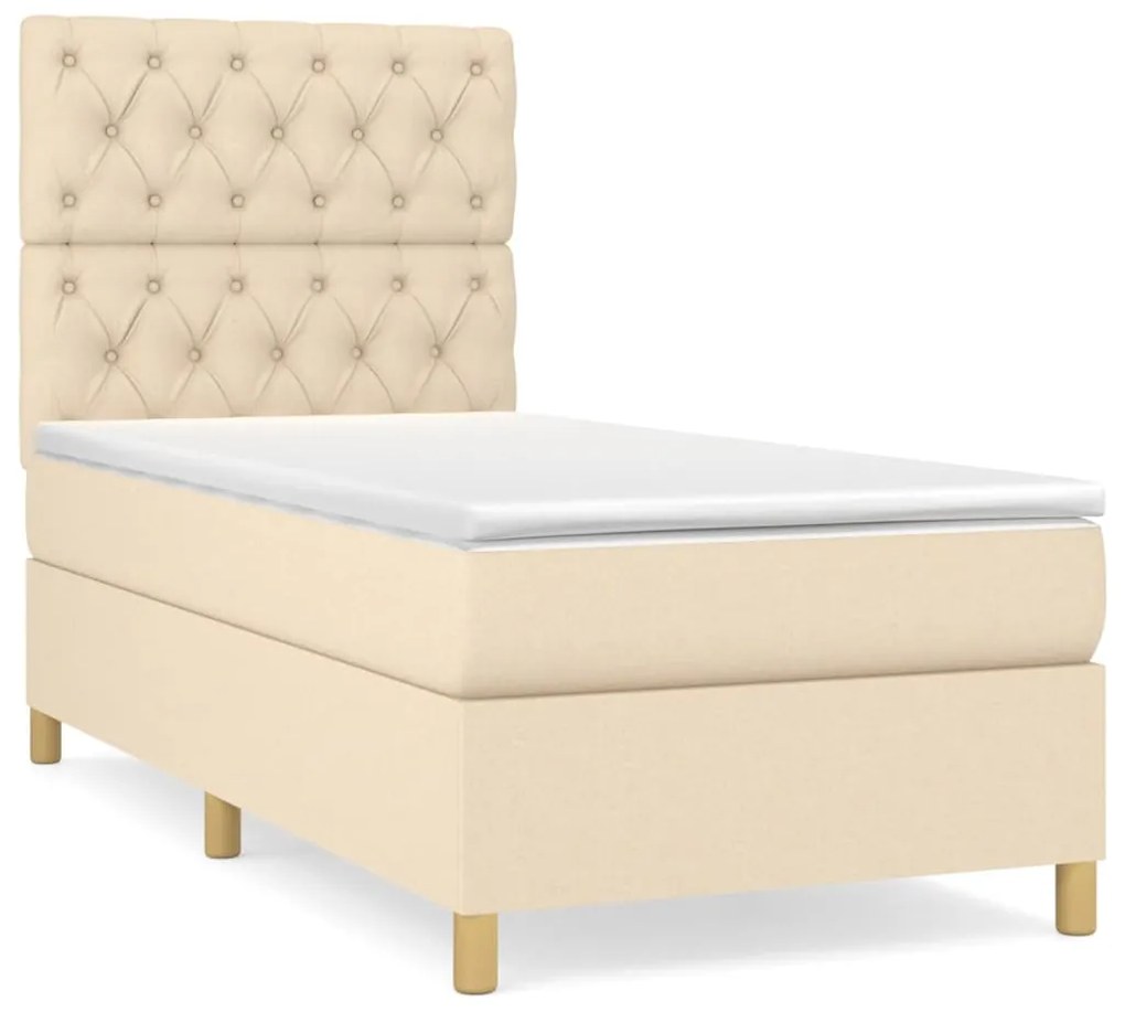 vidaXL Κρεβάτι Boxspring με Στρώμα Κρεμ 80 x 200 εκ. Υφασμάτινο