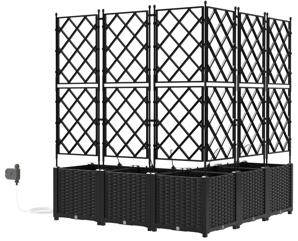 vidaXL Γλάστρες Κήπου 1 τεμ Καφασωτό Μαύρο 120 x 120 x 142 cm Πλαστικό
