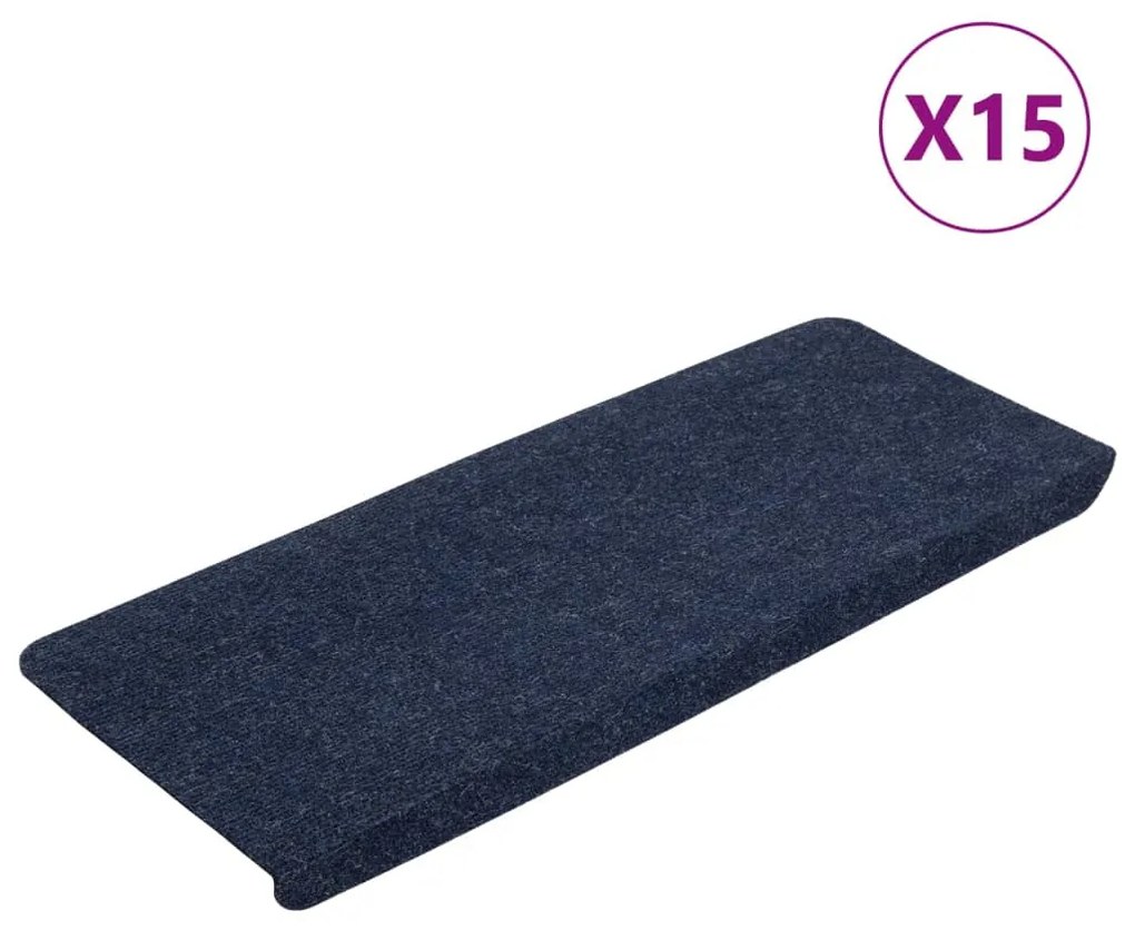 vidaXL Πατάκια Σκάλας Αυτοκόλλητα 15 τεμ. Μπλε 65x24,5x3,5 εκ.