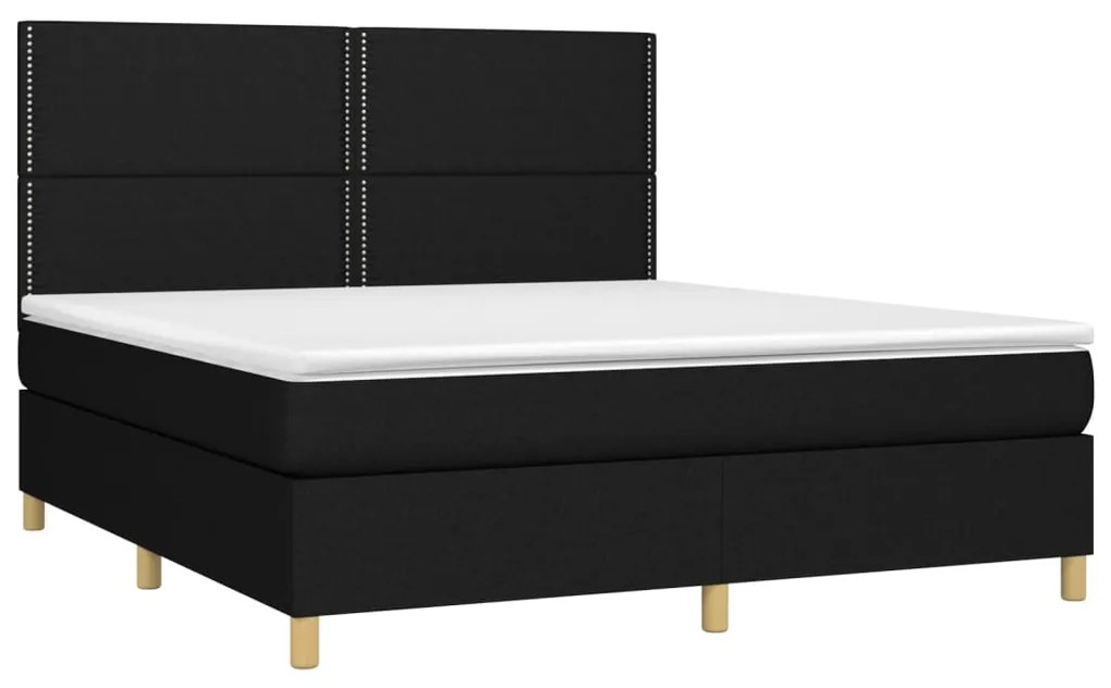 ΚΡΕΒΑΤΙ BOXSPRING ΜΕ ΣΤΡΩΜΑ &amp; LED ΜΑΥΡΟ 160X200 ΕΚ. ΥΦΑΣΜΑΤΙΝΟ 3135367