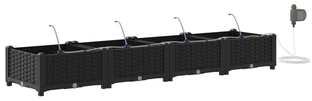 vidaXL Γλάστρες Κήπου 1 τεμ Μαύρο 160 x 40 x 22 cm Πλαστικό