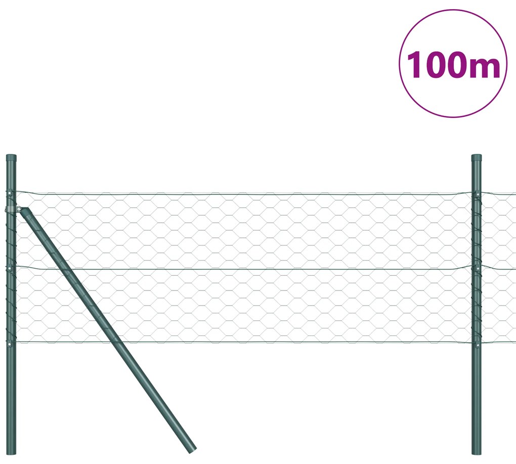vidaXL Εξαγωνικός Φράχτης Πράσινος 0.4x100 m Χάλυβας