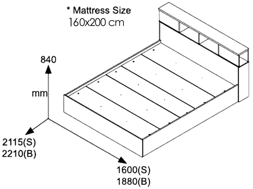 Κρεβάτι διπλό OLYMPUS χρώμα wenge 160x200εκ 167.5x221x84 εκ.