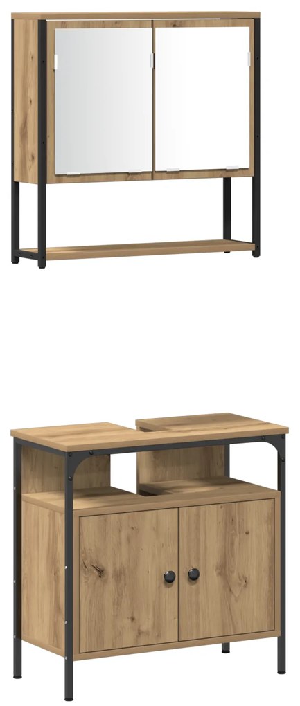 vidaXL Σετ 4 τεμαχίων επίπλων μπάνιου  σε Artisan Oak.