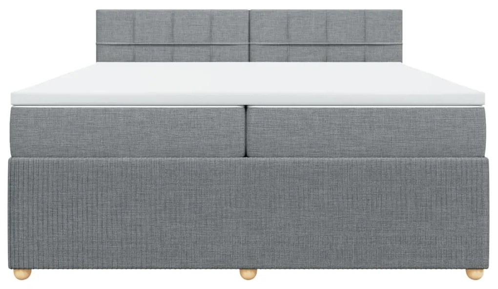 vidaXL Κρεβάτι Boxspring με Στρώμα Ανοιχτό Γκρι 200x200 εκ. Υφασμάτινο