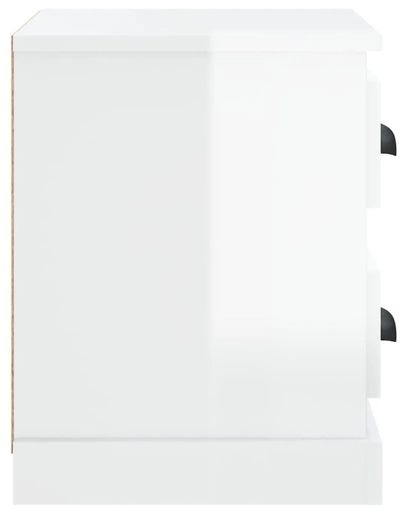 Κομοδίνα Γυαλιστερό Λευκό 60x35,5x45 εκ. - Λευκό