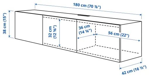 BESTÅ έπιπλο TV με πόρτες, 180x42x38 cm 893.306.91