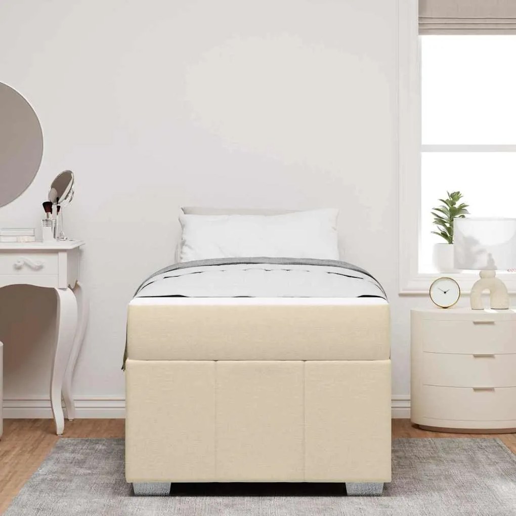 vidaXL Σκελετός Κρεβατιού Κρεμ 90 x 190 cm ύφασμα