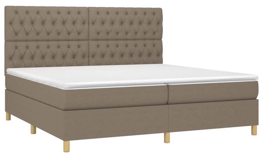 Κρεβάτι Boxspring με Στρώμα &amp; LED Taupe 200x200 εκ. Υφασμάτινο - Μπεζ-Γκρι