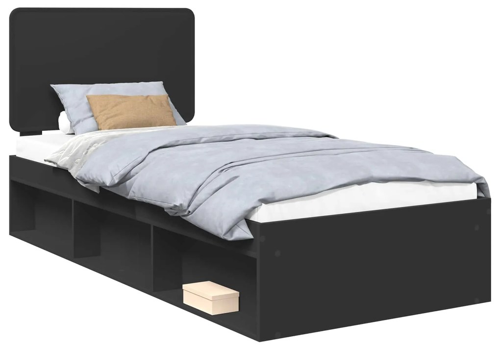 vidaXL Σκελετός Κρεβατιού Μαύρο 90 x 200 cm Στερεά ξυλεία πεύκου