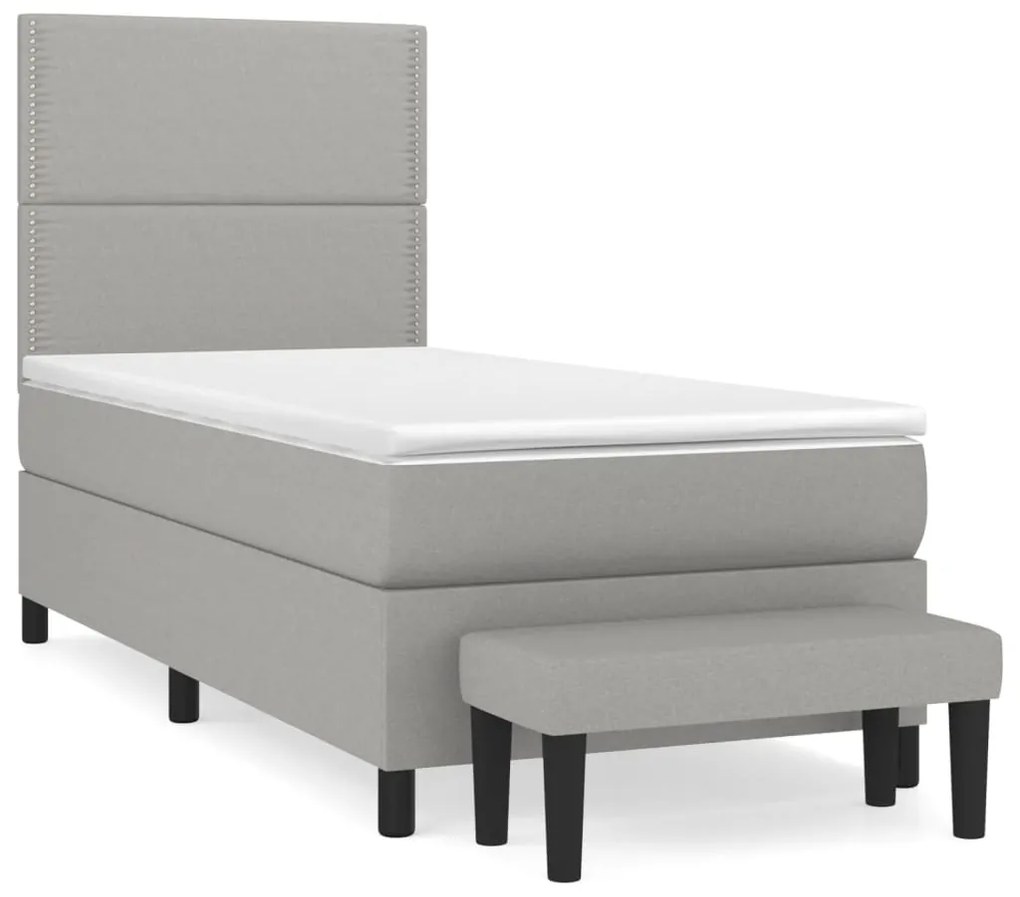 Κρεβάτι Boxspring με Στρώμα Ανοιχτό Γκρι 80x200 εκ. Υφασμάτινο - Γκρι