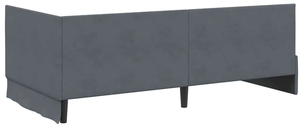 vidaXL Κρεβάτι Γωνίας με κεφαλάρι Σκούρο γκρι 100 x 200 cm Βελούδο
