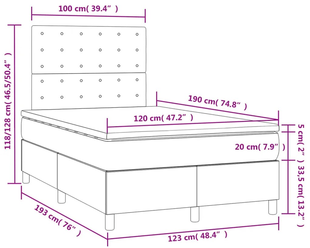 ΚΡΕΒΑΤΙ BOXSPRING ΣΤΡΩΜΑ&amp;LED ΚΑΠΟΥΤΣΙΝΟ 120X190 ΕΚ. ΣΥΝΘ. ΔΕΡΜΑ 3270298