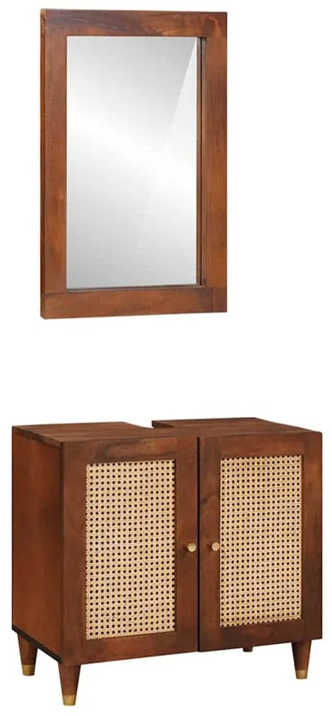 vidaXL Έπιπλα μπάνιου με συρτάρι 2 pcs 62 x 33 x 58 εκ. Στερεό ξύλο μάνγκο