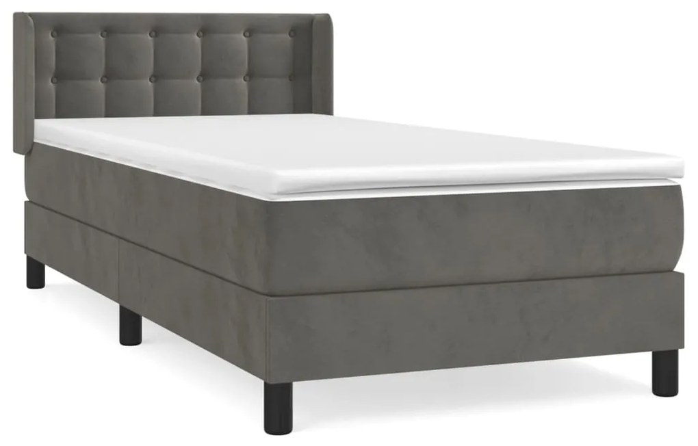 ΚΡΕΒΑΤΙ BOXSPRING ΜΕ ΣΤΡΩΜΑ ΣΚΟΥΡΟ ΓΚΡΙ 90X200 ΕΚ. ΒΕΛΟΥΔΙΝΟ 3131178