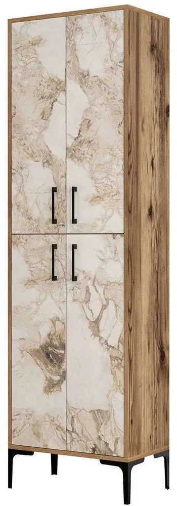 Παπουτσοθήκη Berlin 845HCT4103 60x35x200cm Marble Effect White-Walnut Μοριοσανίδα, Μέταλλο