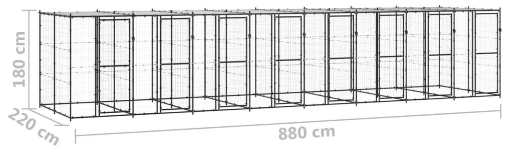 vidaXL Κλουβί Σκύλου Εξωτ. Χώρου με Στέγαστρο 19,36 μ² από Ατσάλι