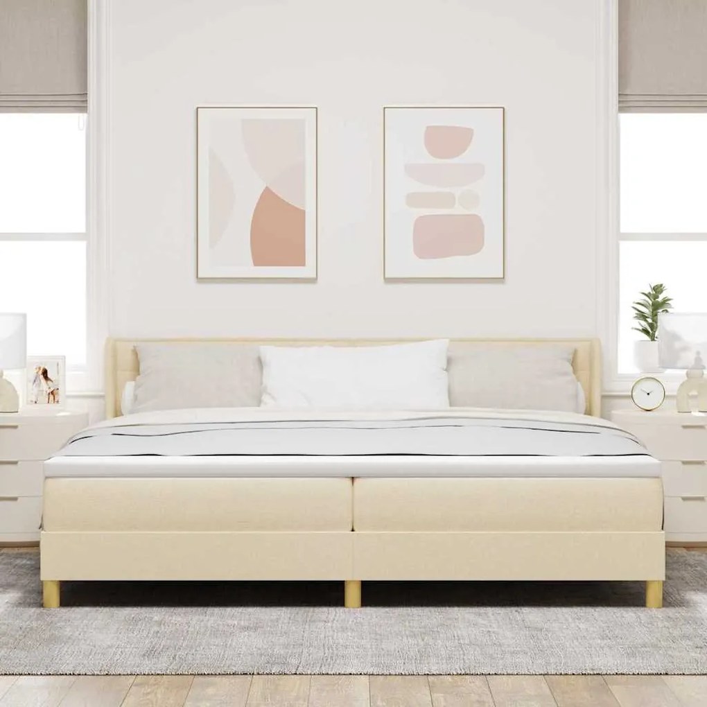vidaXL Κρεβάτι με Ελατήρια με στρώμα Κρεμ 200 x 200 cm ύφασμα